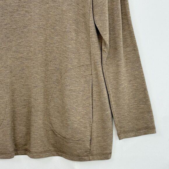 Susan Graver Weekend Beige Long Sleeve Round Neck Pocket Poly Knit Top Large - Picture 11 of 13